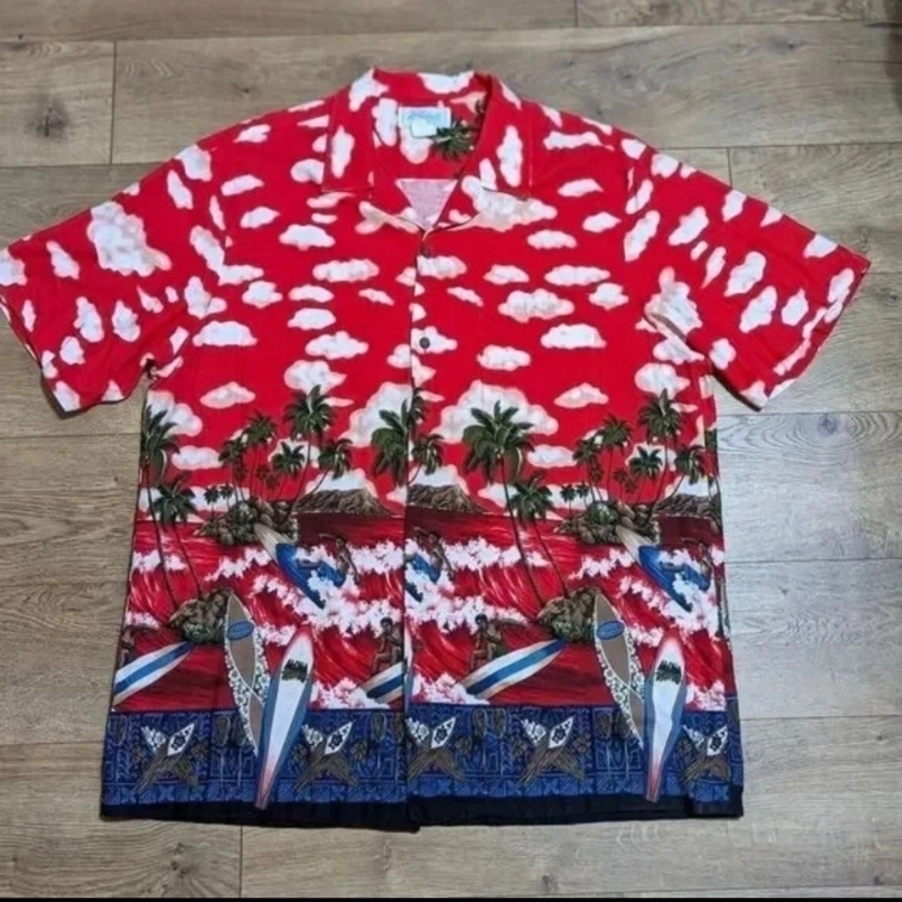 Kolekole Kole Kole Vintage Mountain Surf Hawaiian Aloha Cotton Shirt Men XL